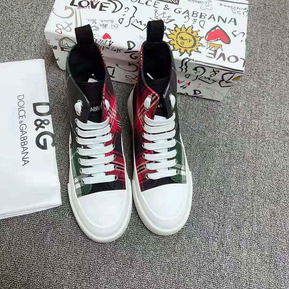 Dolce Gabbana D&G Unisex Two-Tone Tartan Portofino Light Mid-Top Sneakers - image 7