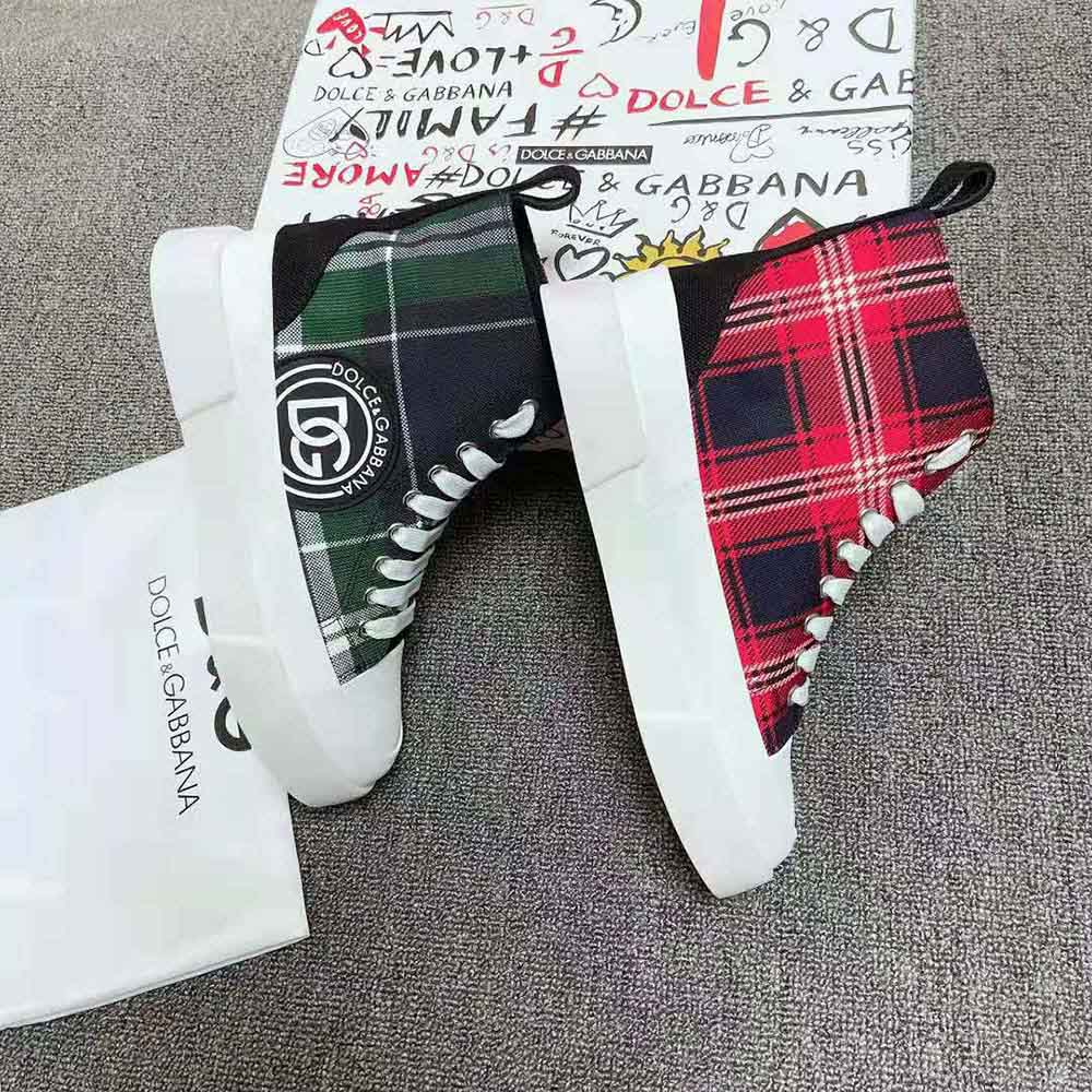 Dolce Gabbana D&G Unisex Two-Tone Tartan Portofino Light Mid-Top Sneakers - image 6