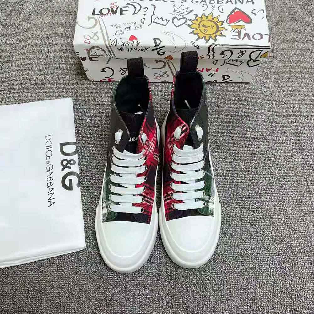 Dolce Gabbana D&G Unisex Two-Tone Tartan Portofino Light Mid-Top Sneakers - image 4