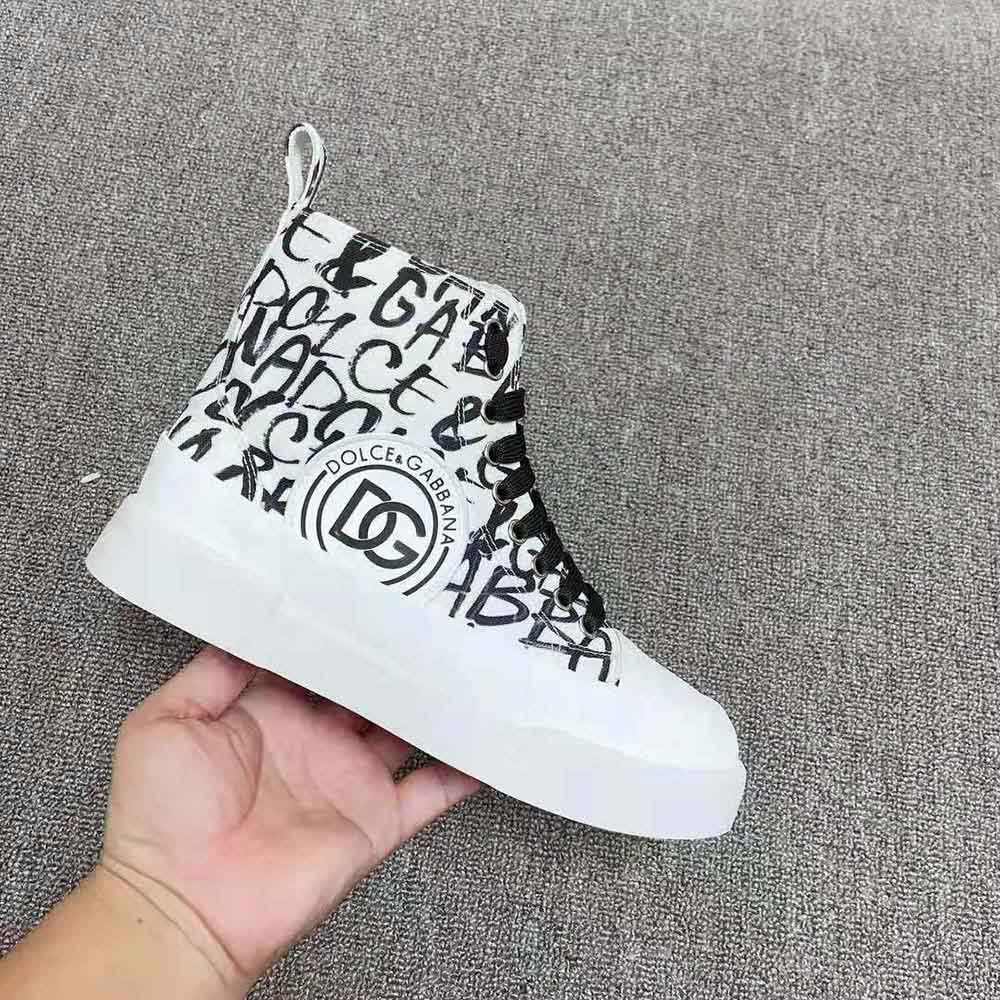 Dolce Gabbana D&G Unisex Canvas Portofino Light Mid-Top Sneakers with DG Logo Print - image 7