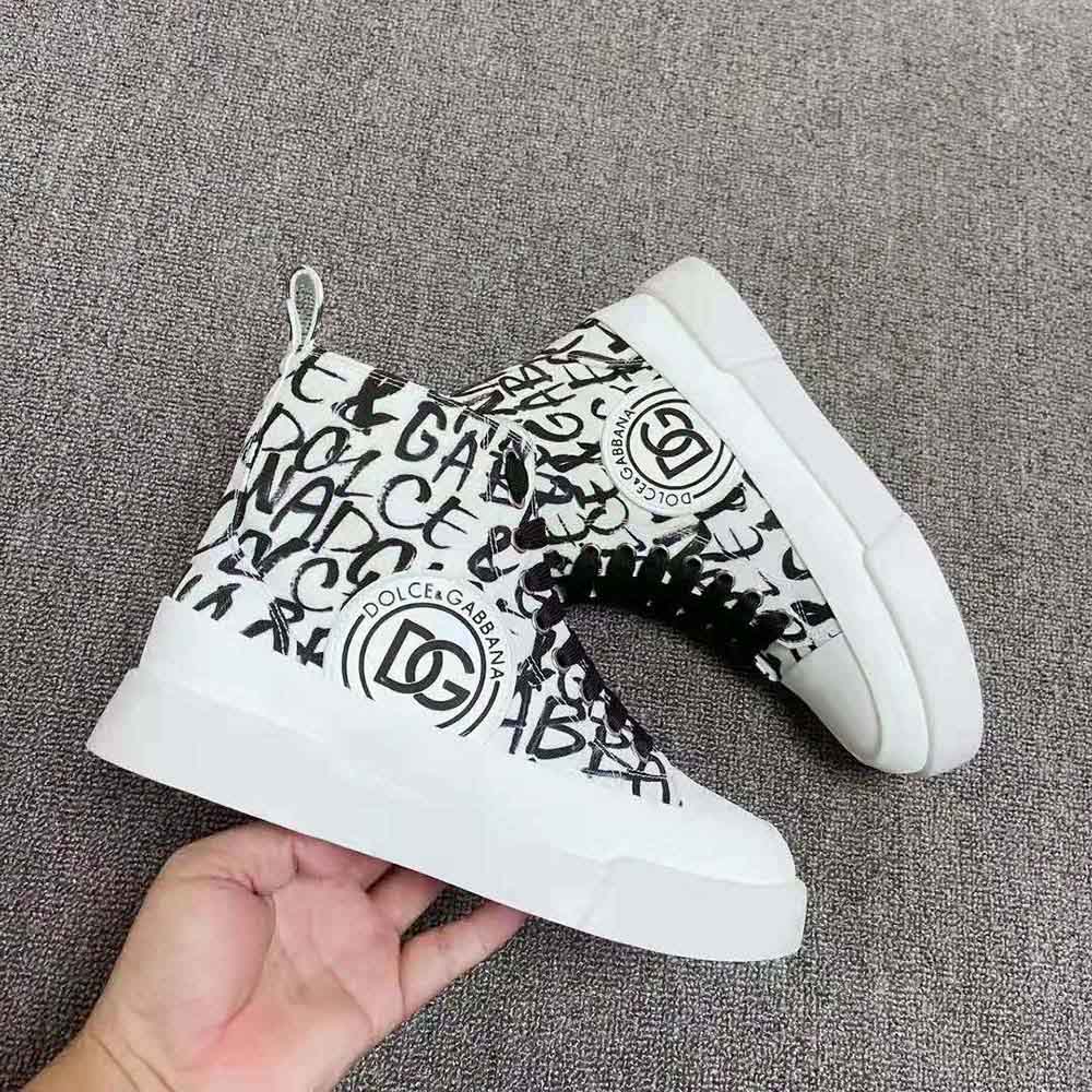 Dolce Gabbana D&G Unisex Canvas Portofino Light Mid-Top Sneakers with DG Logo Print - image 6