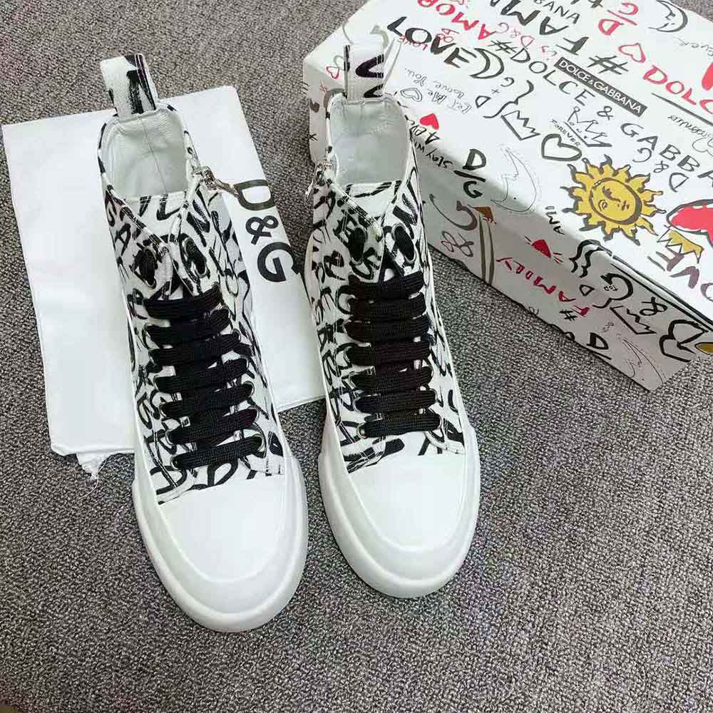 Dolce Gabbana D&G Unisex Canvas Portofino Light Mid-Top Sneakers with DG Logo Print - image 8