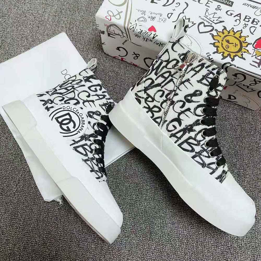 Dolce Gabbana D&G Unisex Canvas Portofino Light Mid-Top Sneakers with DG Logo Print - image 5