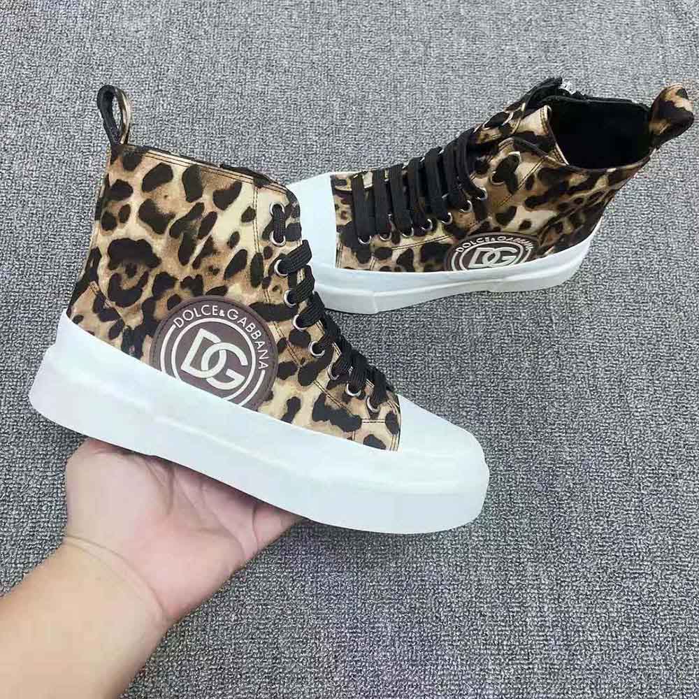 Dolce Gabbana D&G Women Cotton drill Portofino Light Mid-Top Sneakers with Leopard Print - image 4