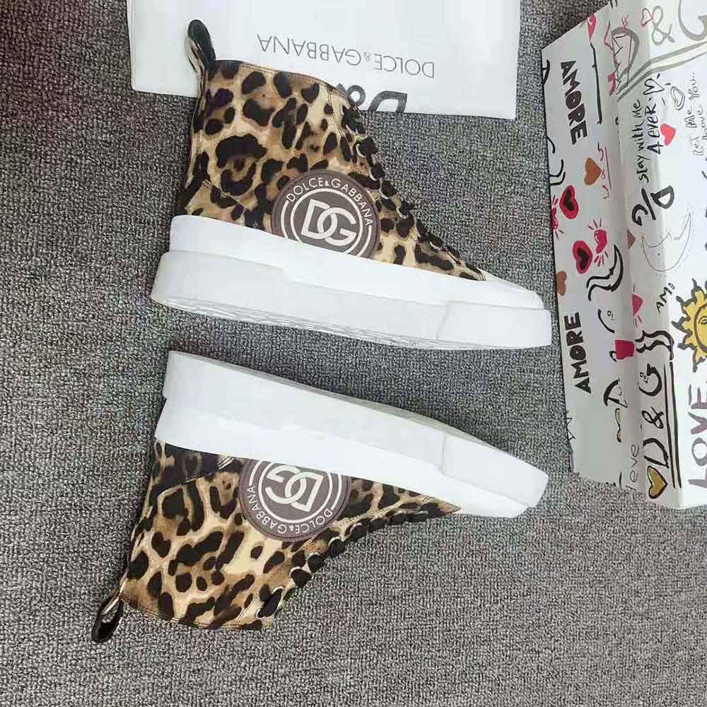 Dolce Gabbana D&G Women Cotton drill Portofino Light Mid-Top Sneakers with Leopard Print - image 5
