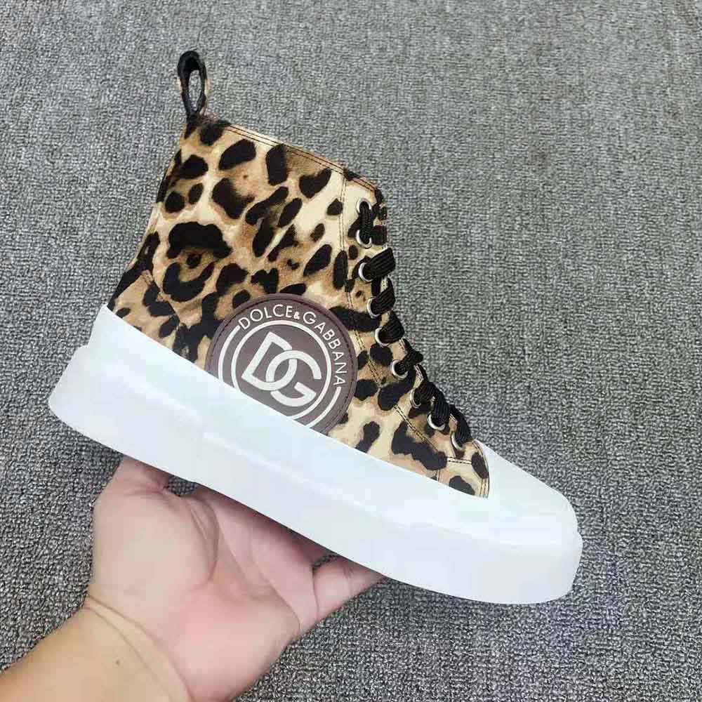 Dolce Gabbana D&G Women Cotton drill Portofino Light Mid-Top Sneakers with Leopard Print - image 8