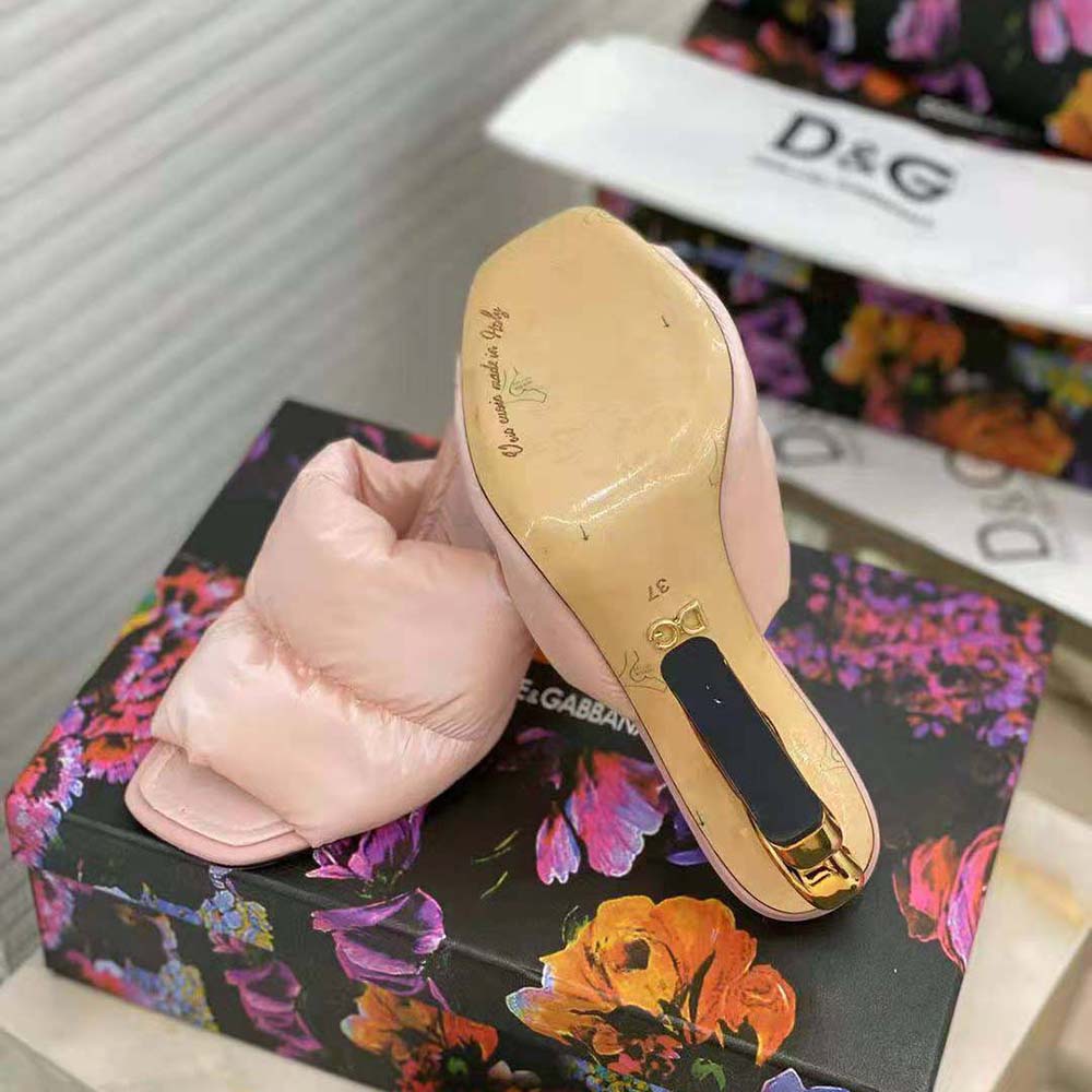 Dolce Gabbana D&G Women Down-Padded Mules with DG Pop Heel-Pink - image 7