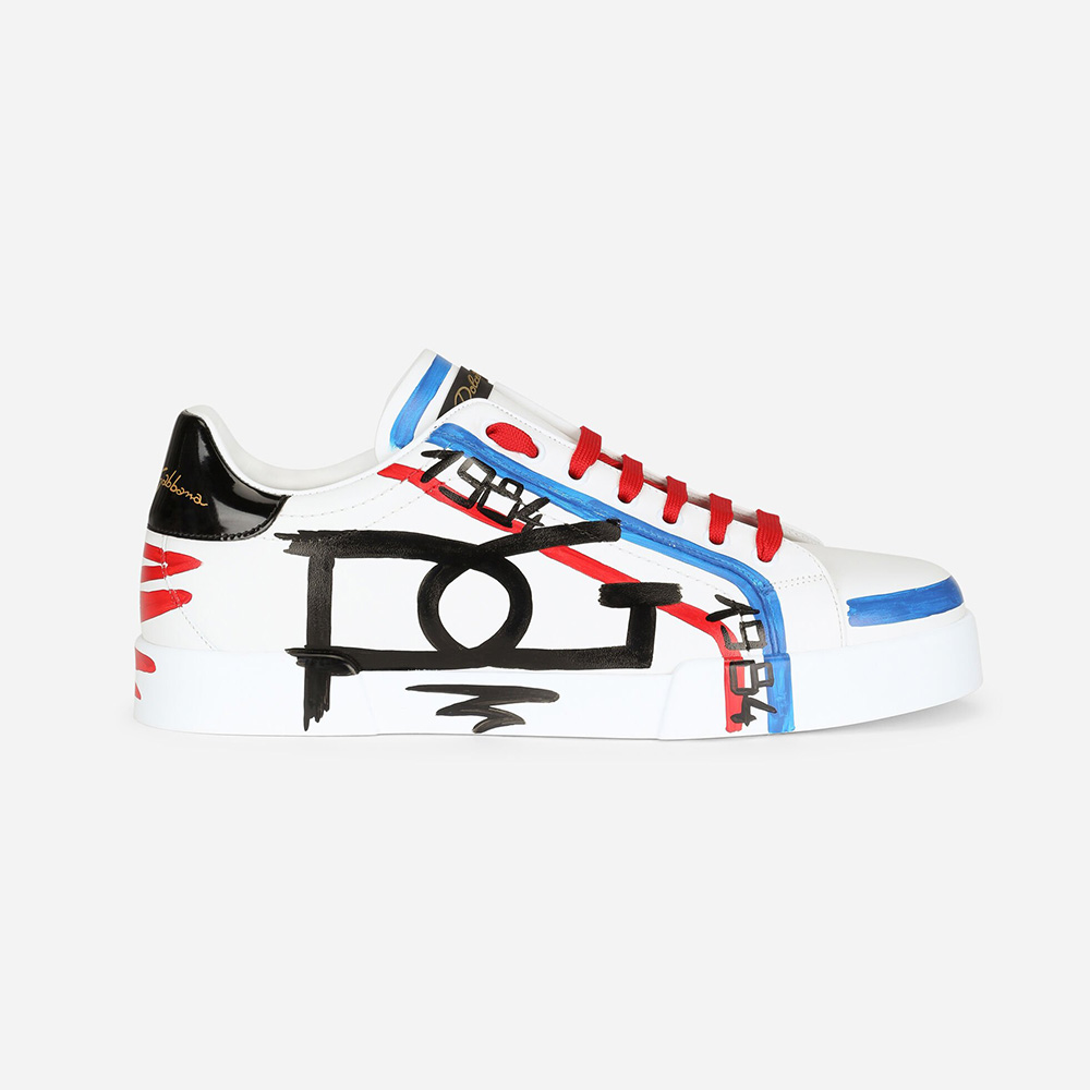 Side profile of Dolce Gabbana D&G Men Limited Edition Portofino Sneakers-Blue