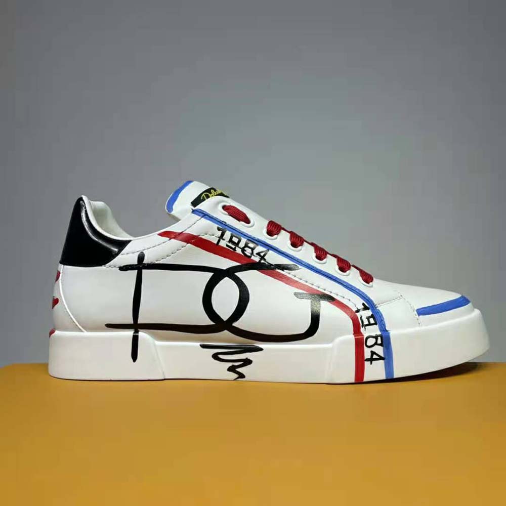 Top view showing lace closure of Dolce Gabbana D&G Portofino Sneakers