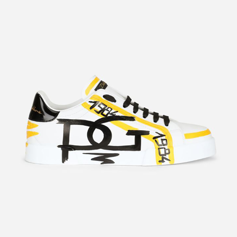 Side profile of Dolce Gabbana D&G Men Limited Edition Portofino Sneakers-Yellow