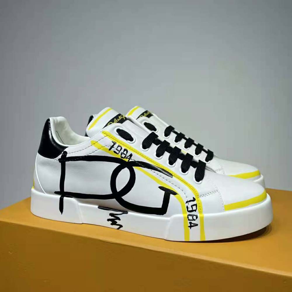 Top view showing lace-up closure on Dolce Gabbana Portofino Sneakers Yellow