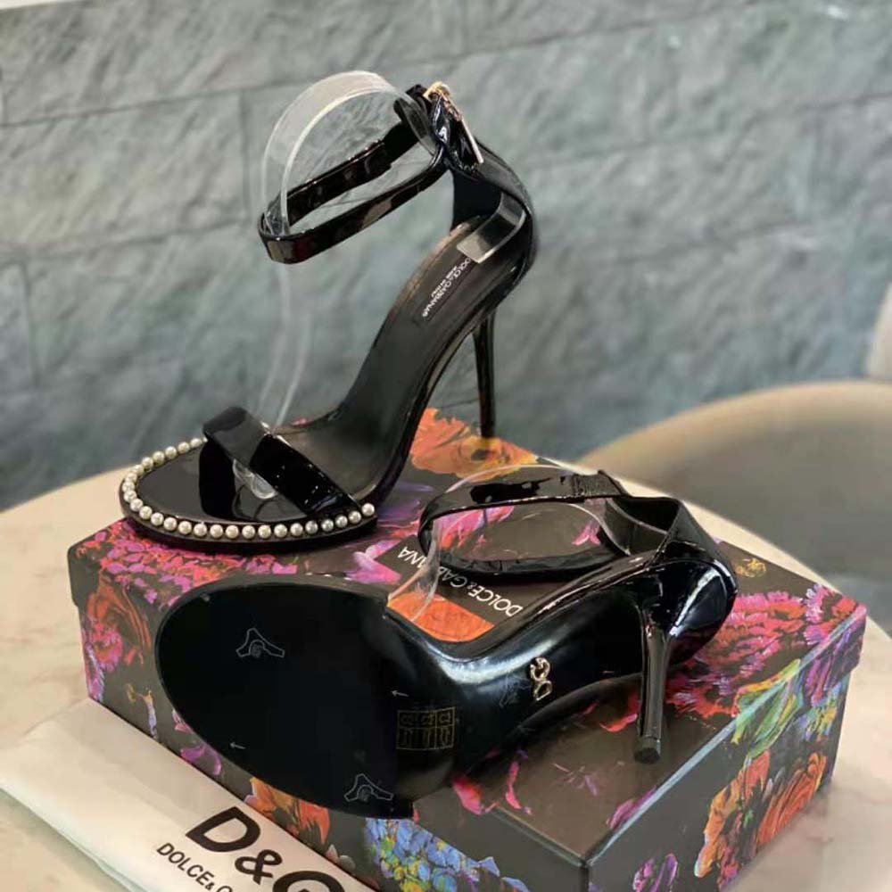 Dolce Gabbana D&G Women Patent Leather Sandals with Pearls - image 5