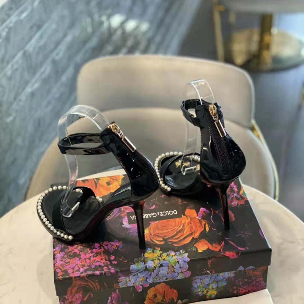 Dolce Gabbana D&G Women Patent Leather Sandals with Pearls - image 6