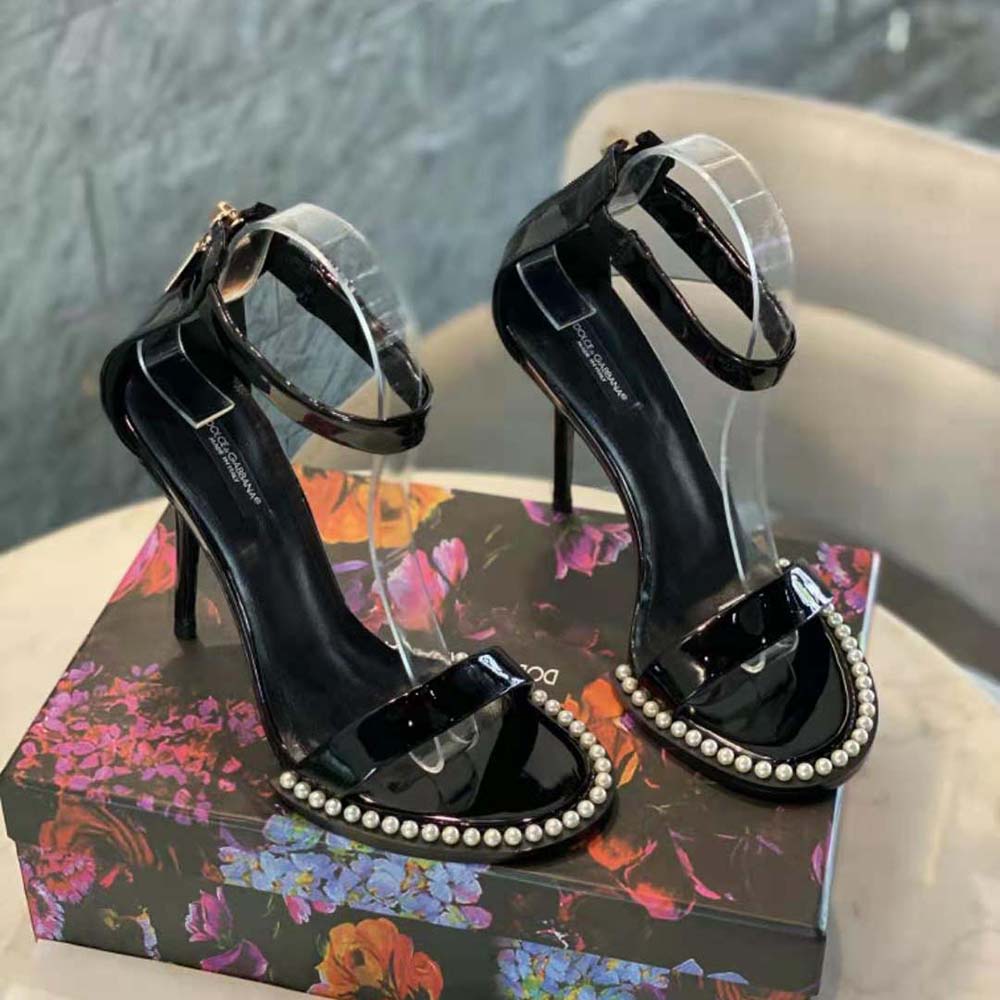 Dolce Gabbana D&G Women Patent Leather Sandals with Pearls - image 4