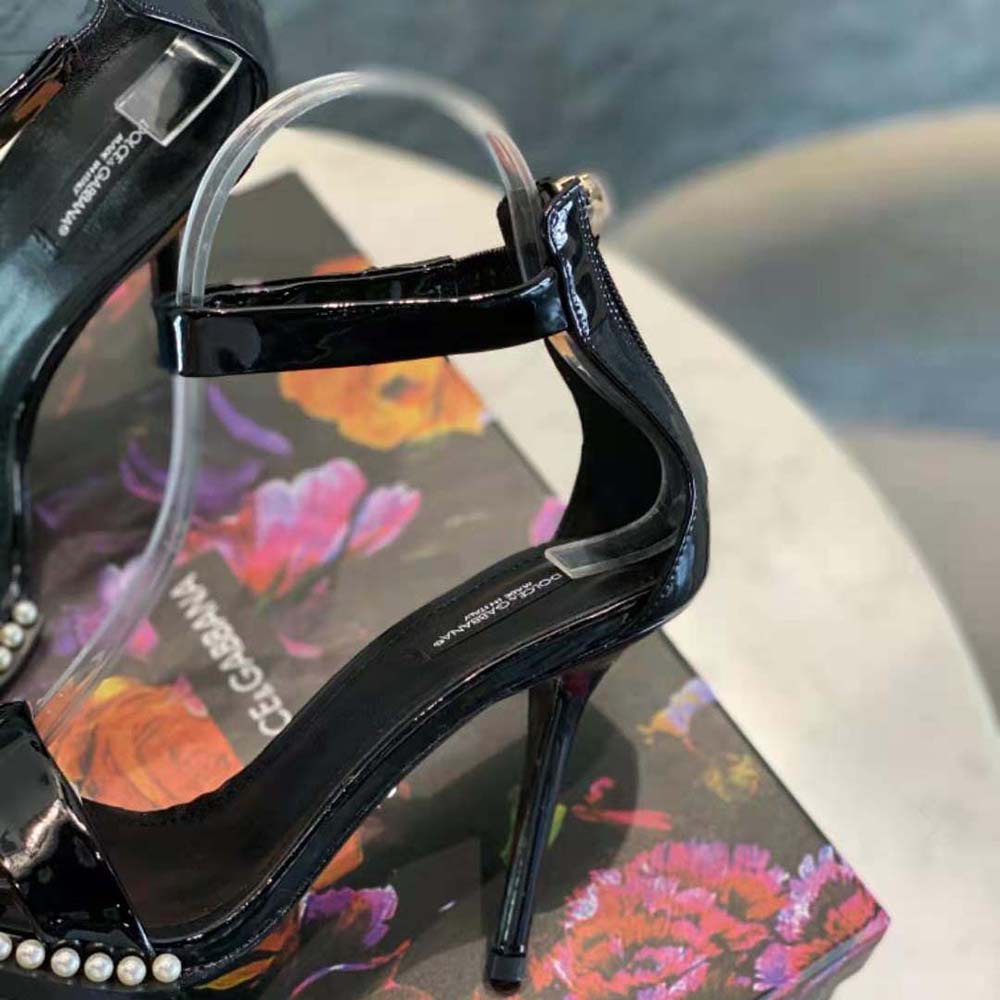 Dolce Gabbana D&G Women Patent Leather Sandals with Pearls - image 9