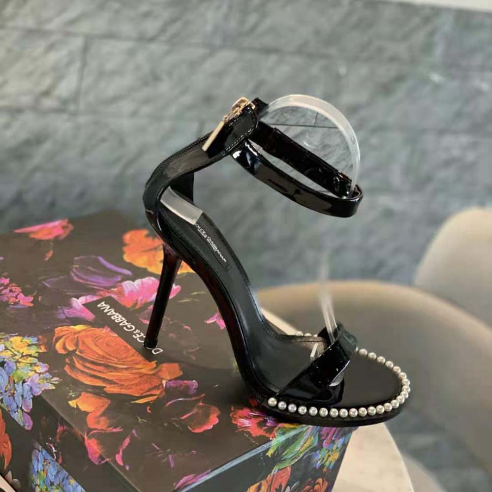 Dolce Gabbana D&G Women Patent Leather Sandals with Pearls - image 7