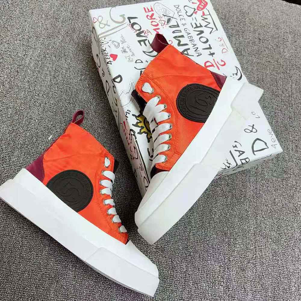 Top view showcasing lace-up closure and mid-top silhouette of Dolce Gabbana D&G sneakers