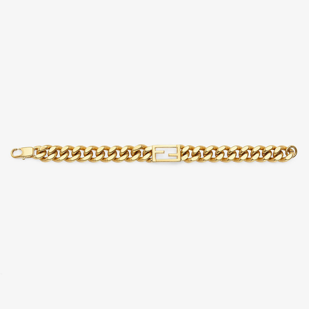 Close-up of Fendi Women Baguette Gold-colored Bracelet clasp detail