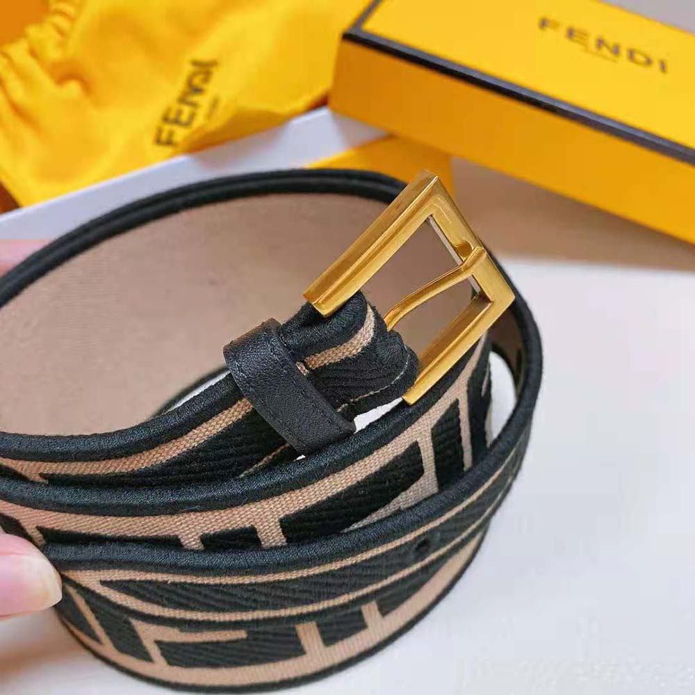 Fendi Women Canvas High Waist Belt 6 cm-Brown - image 4