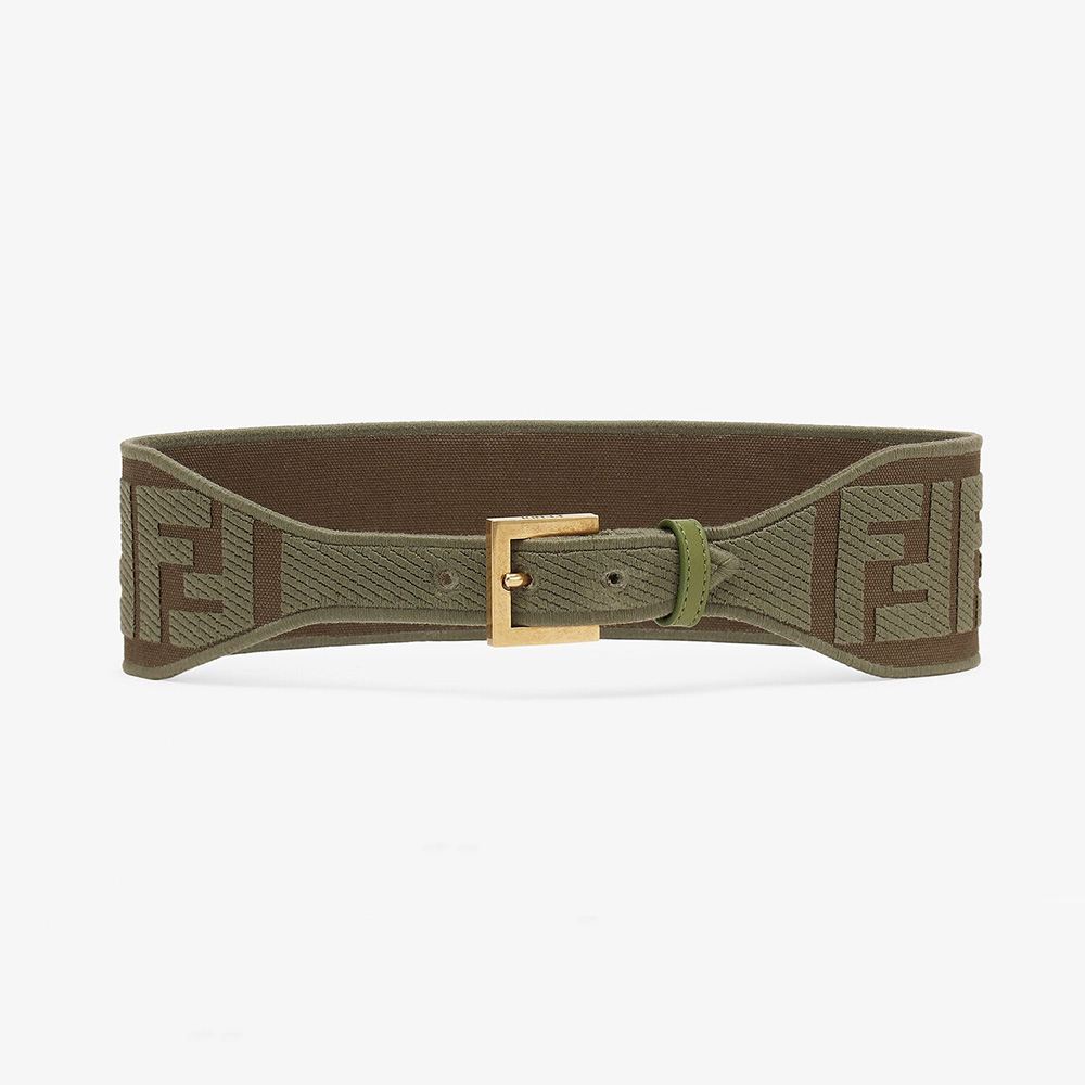 Fendi Women Canvas High Waist Belt 6 cm-Green - image 1