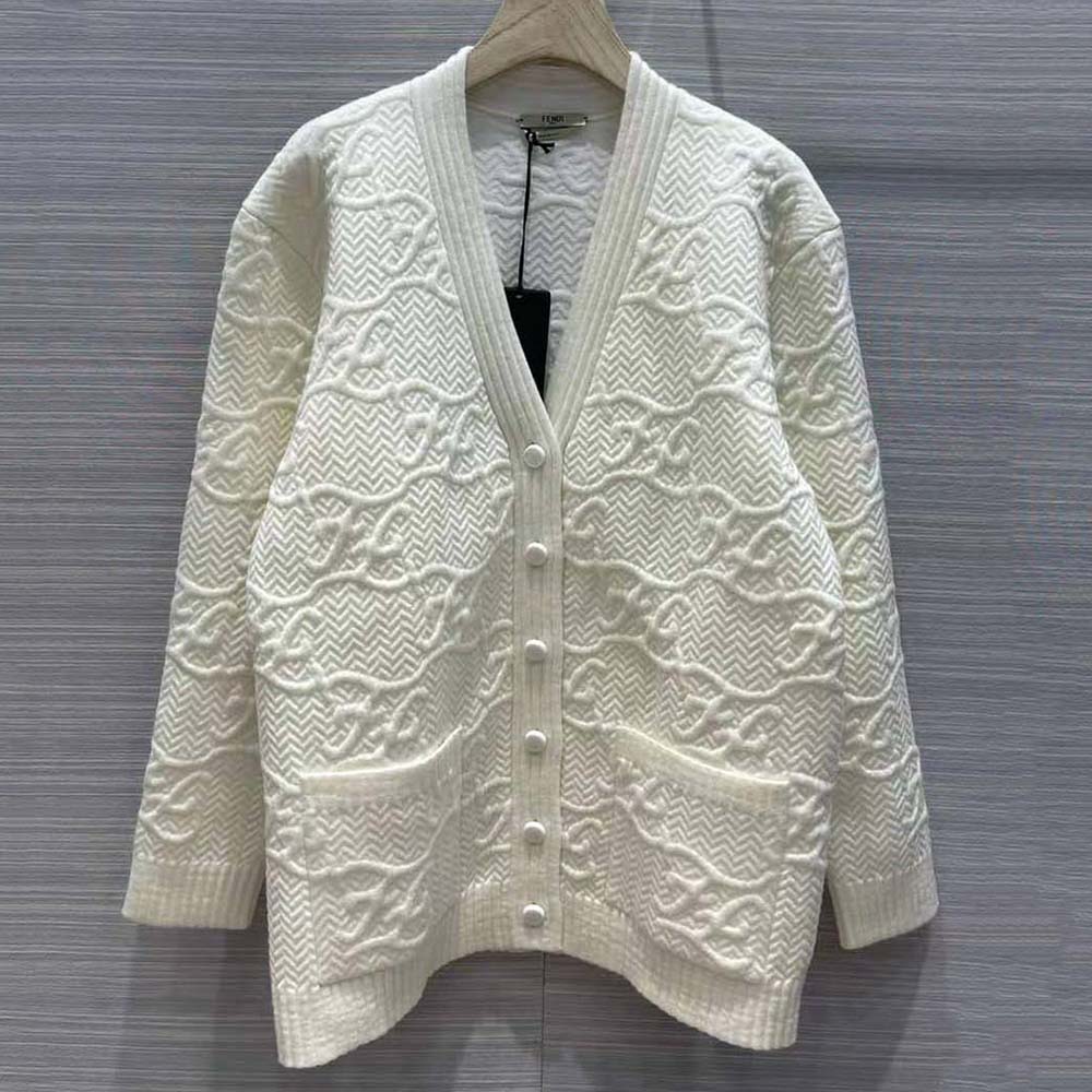 Fendi Women Cardigan White Wool and Cashmere Cardigan - image 2