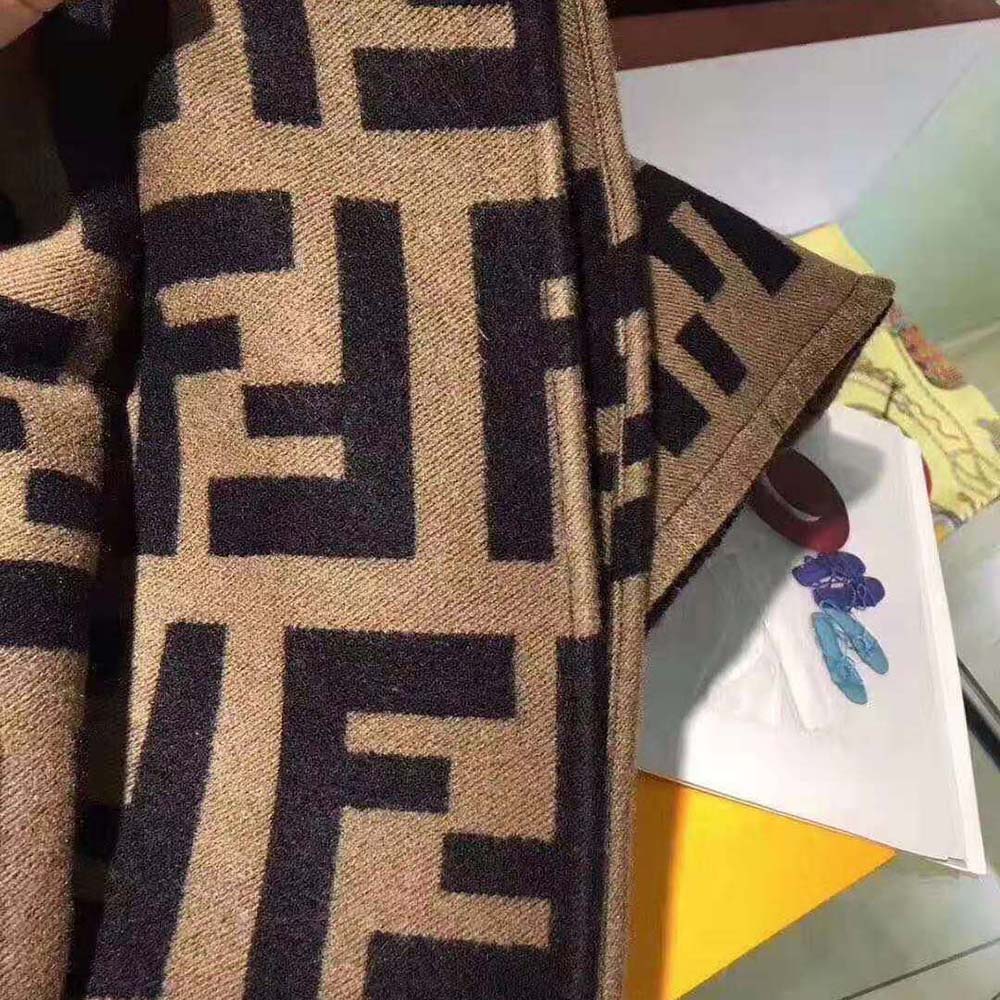 Fendi Women FF Poncho Multicolor Wool and Silk Poncho-Brown - image 3