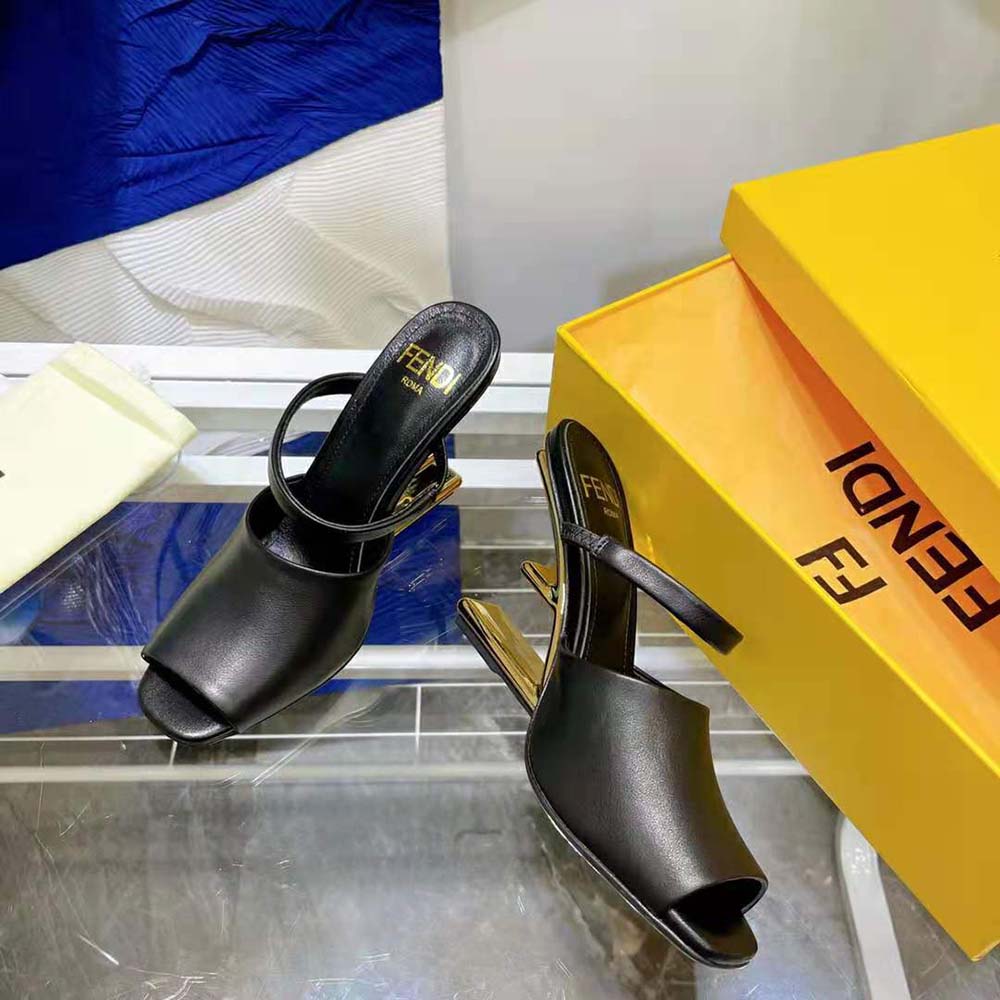 Fendi Women First Black Leather High-Heeled Sandals - image 5