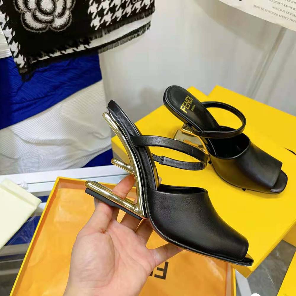 Fendi Women First Black Leather High-Heeled Sandals - image 8