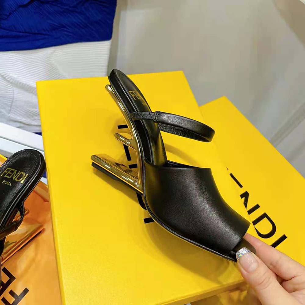 Fendi Women First Black Leather High-Heeled Sandals - image 7
