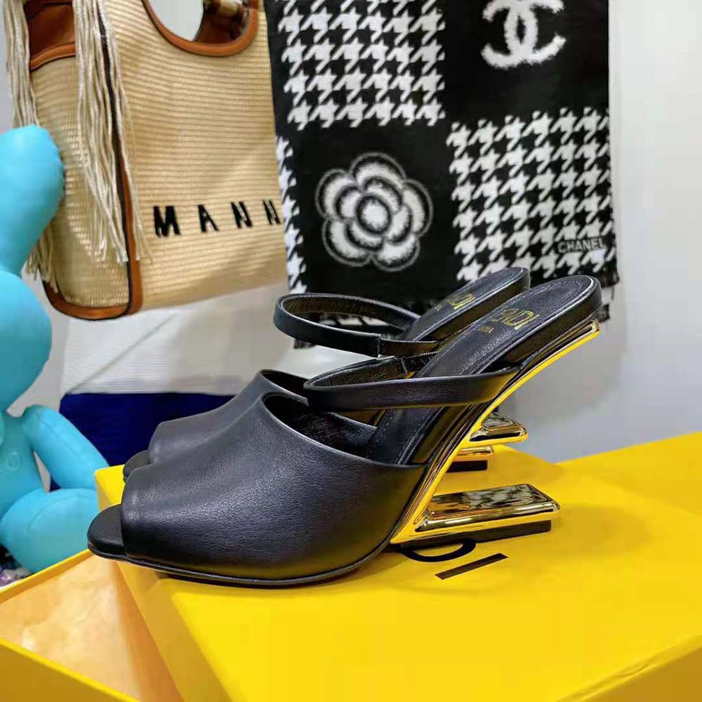 Fendi Women First Black Leather High-Heeled Sandals - image 6