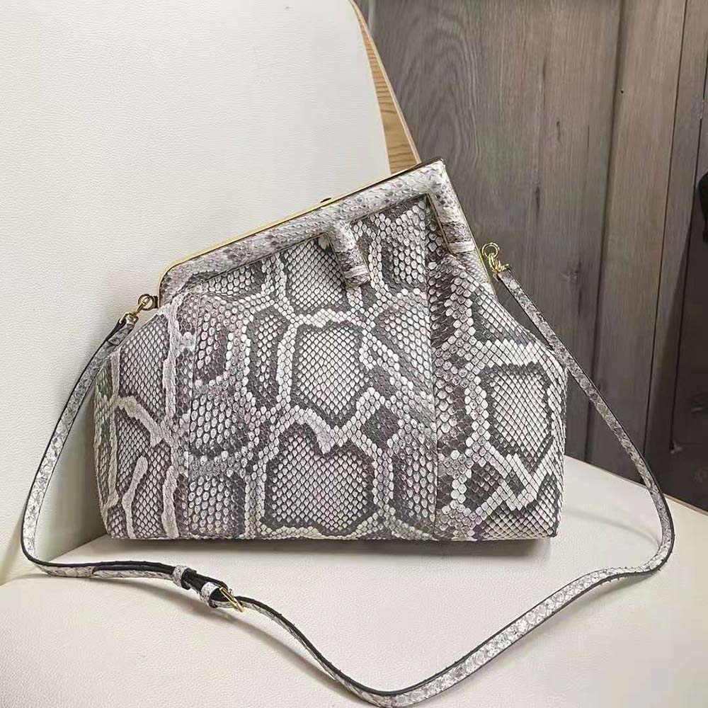 Fendi Women First Medium White Python Leather Bag - image 2