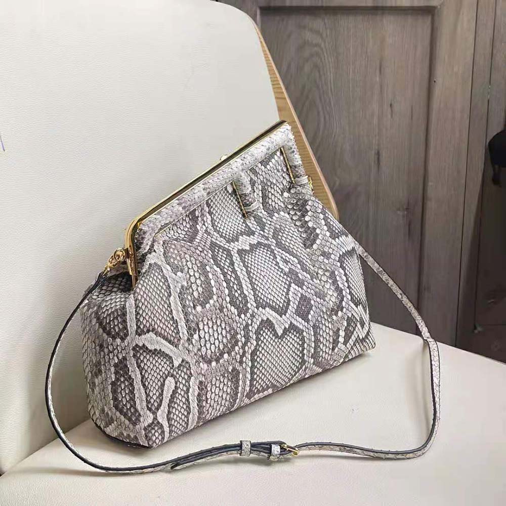 Fendi Women First Medium White Python Leather Bag - image 3