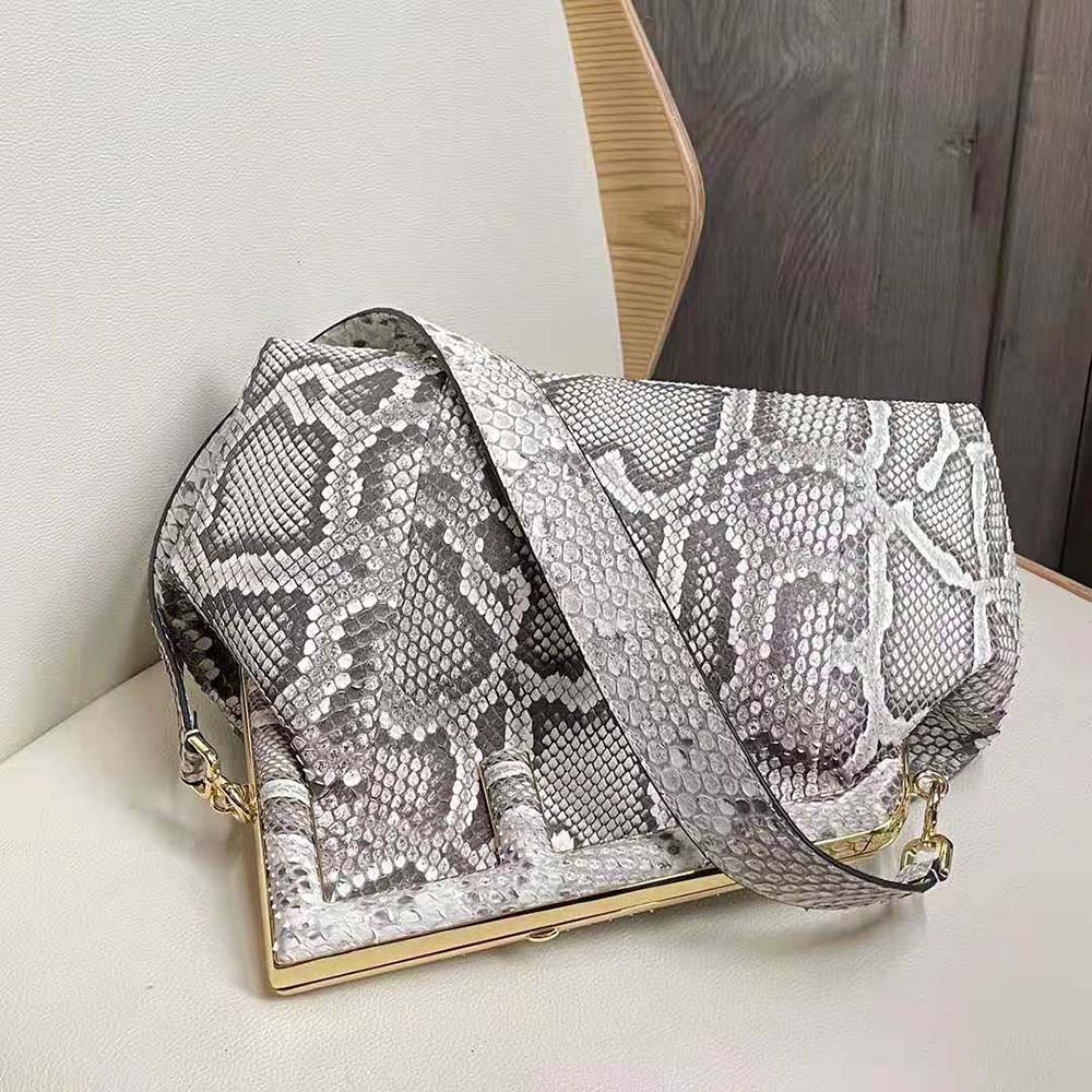 Fendi Women First Medium White Python Leather Bag - image 5