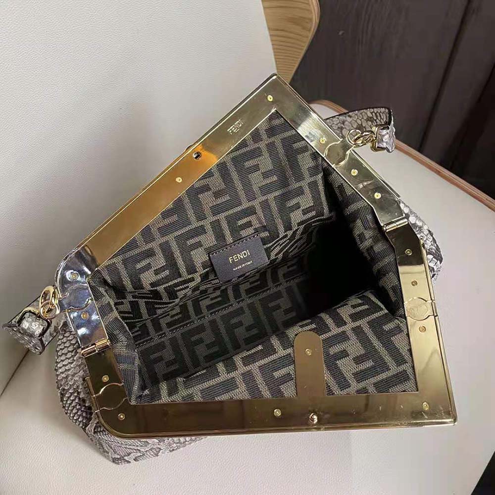Fendi Women First Medium White Python Leather Bag - image 7