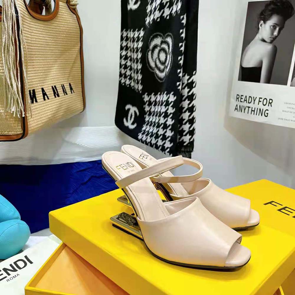 Fendi Women First Pink Leather High-Heeled Sandals - image 7