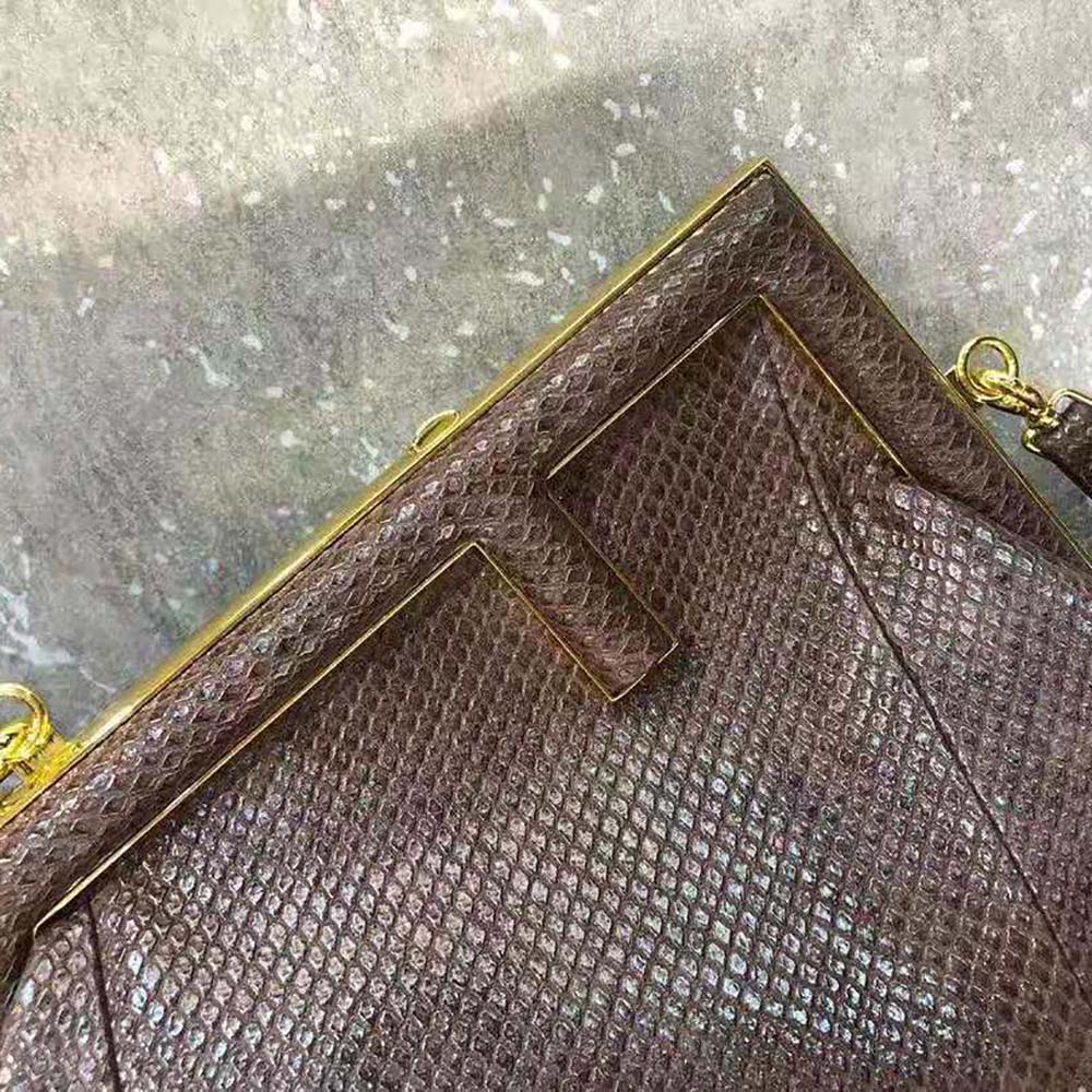 Fendi Women First Small Dark Brown Python Leather Bag - image 5