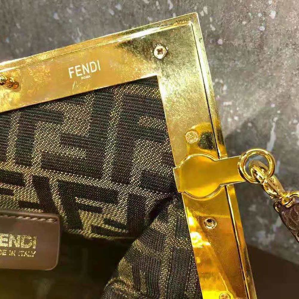 Fendi Women First Small Dark Brown Python Leather Bag - image 6