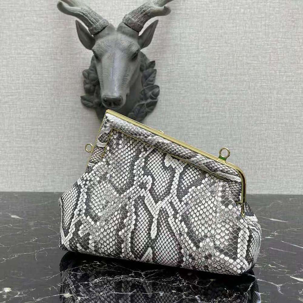 Side angle showing texture of Fendi Women First Small Python Leather Bag