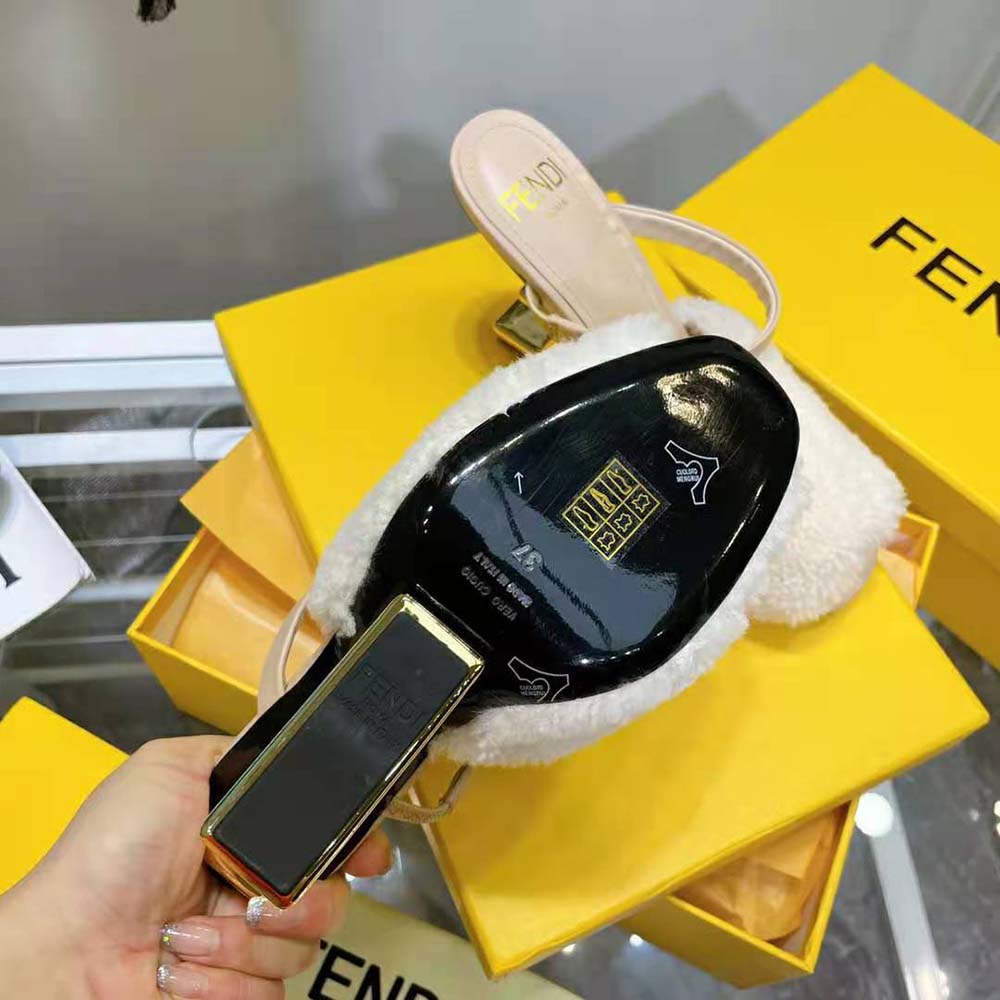 Fendi Women First White Sheepskin High-Heeled Sandals - image 10