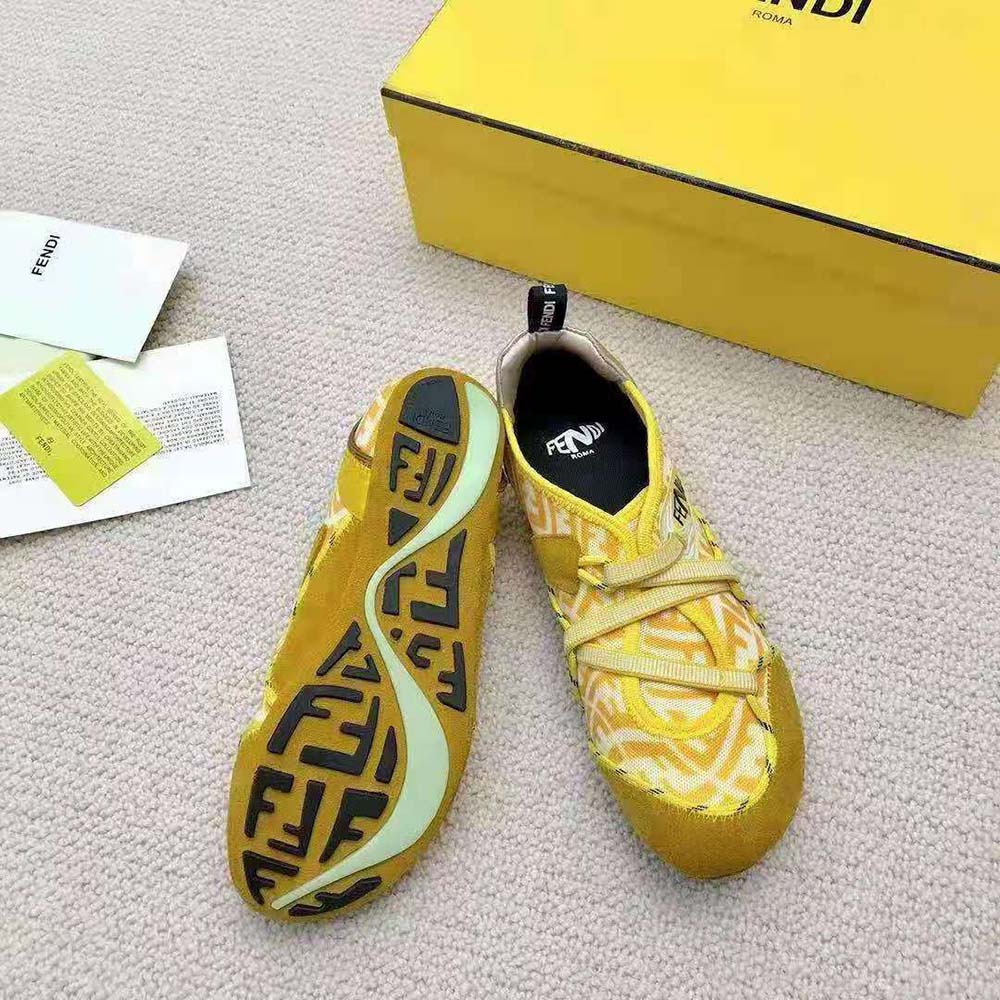 Fendi Women Flex Yellow Suede Sneakers - image 4