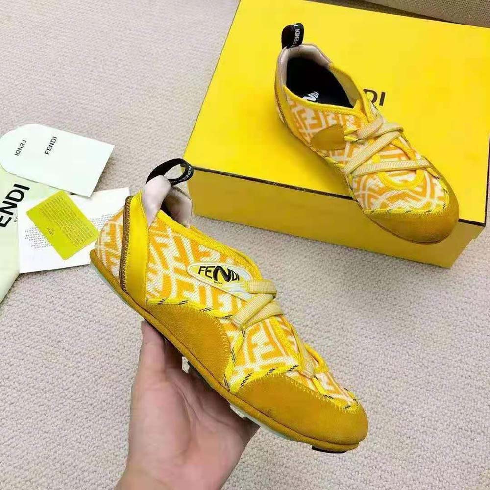 Fendi Women Flex Yellow Suede Sneakers - image 5