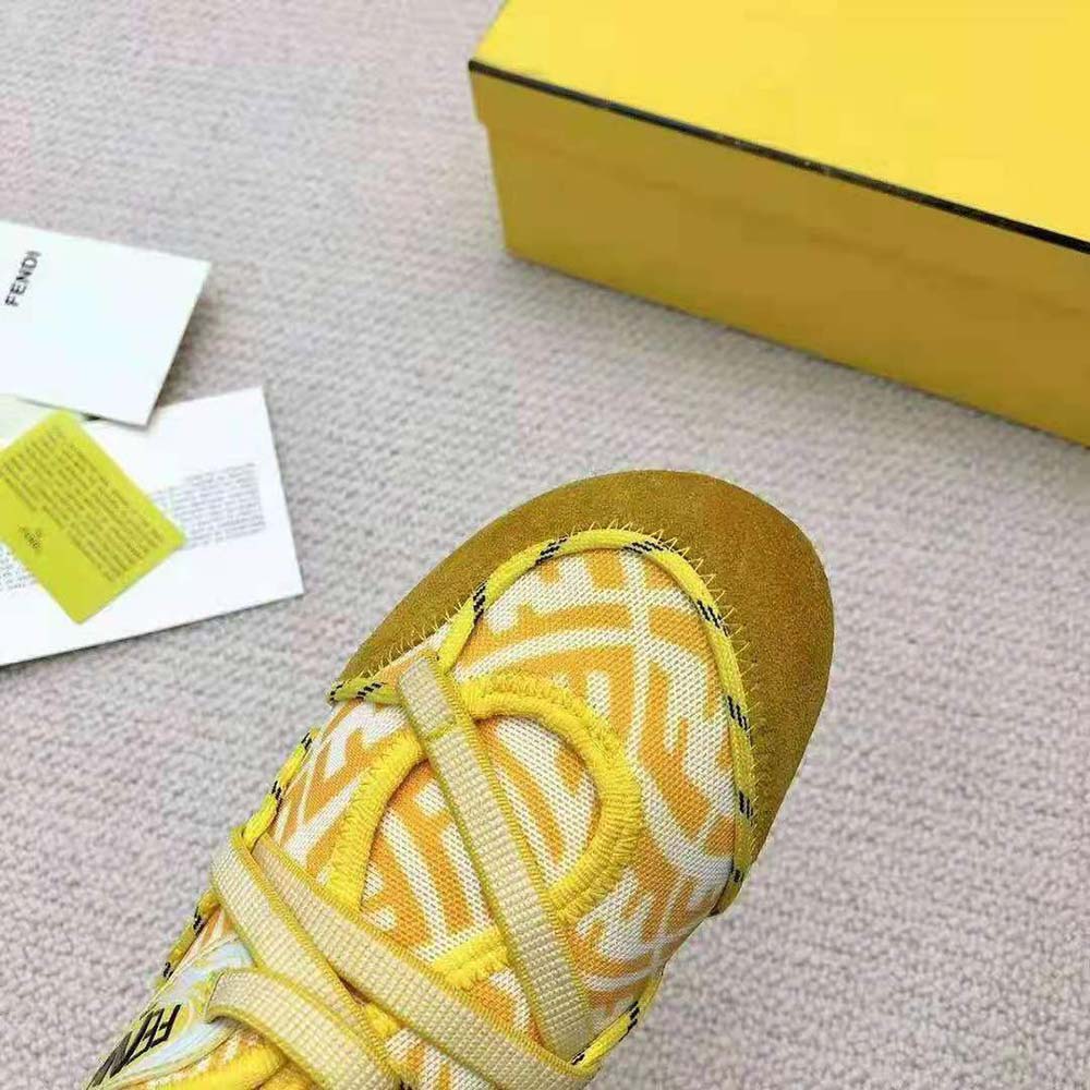 Fendi Women Flex Yellow Suede Sneakers - image 7