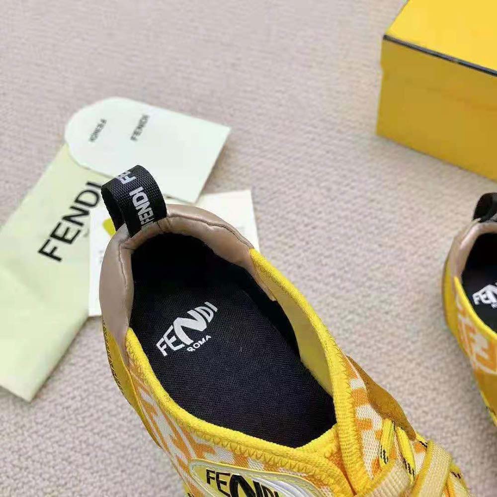 Fendi Women Flex Yellow Suede Sneakers - image 6