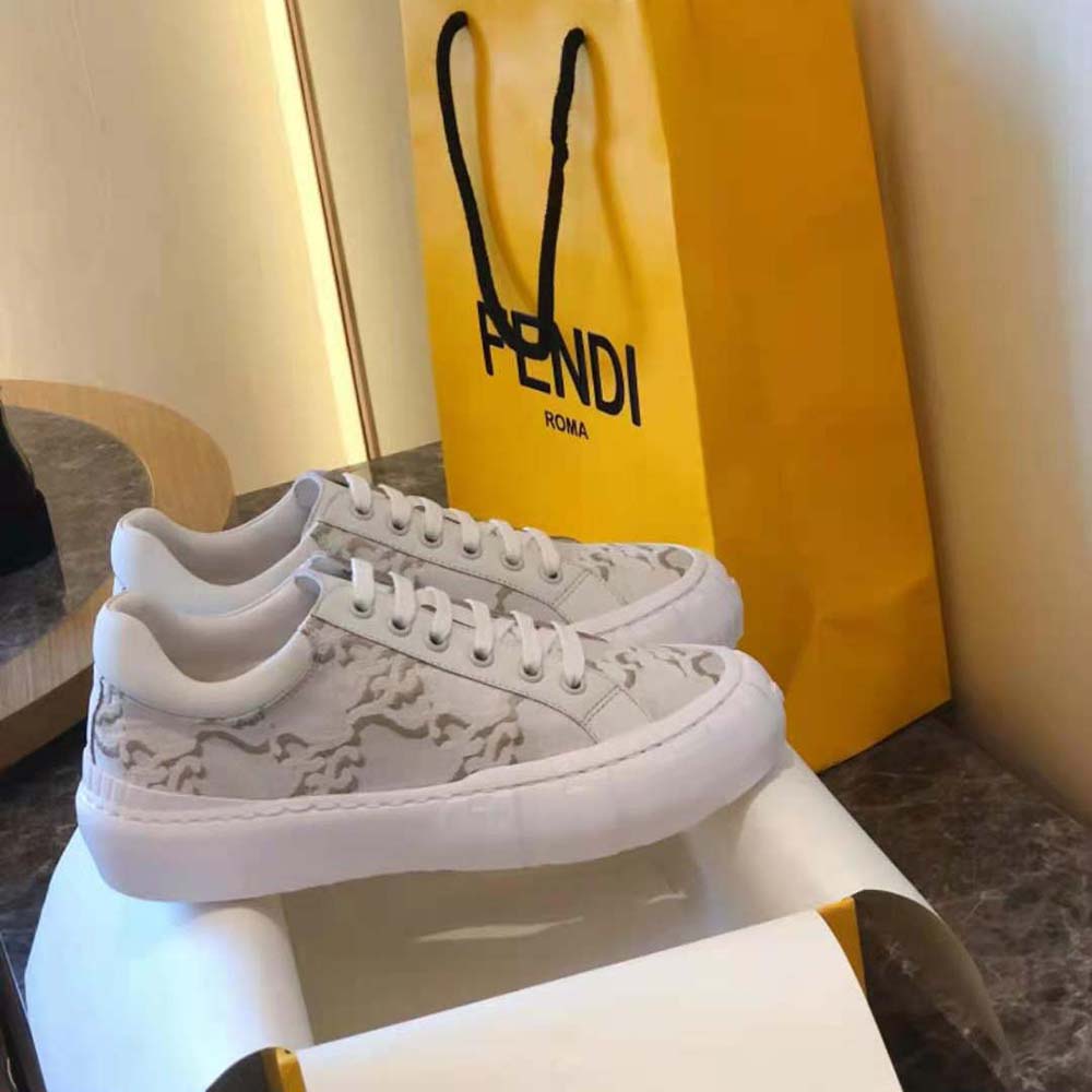 Fendi Women Force White Fabric Low-Top Sneakers - image 4