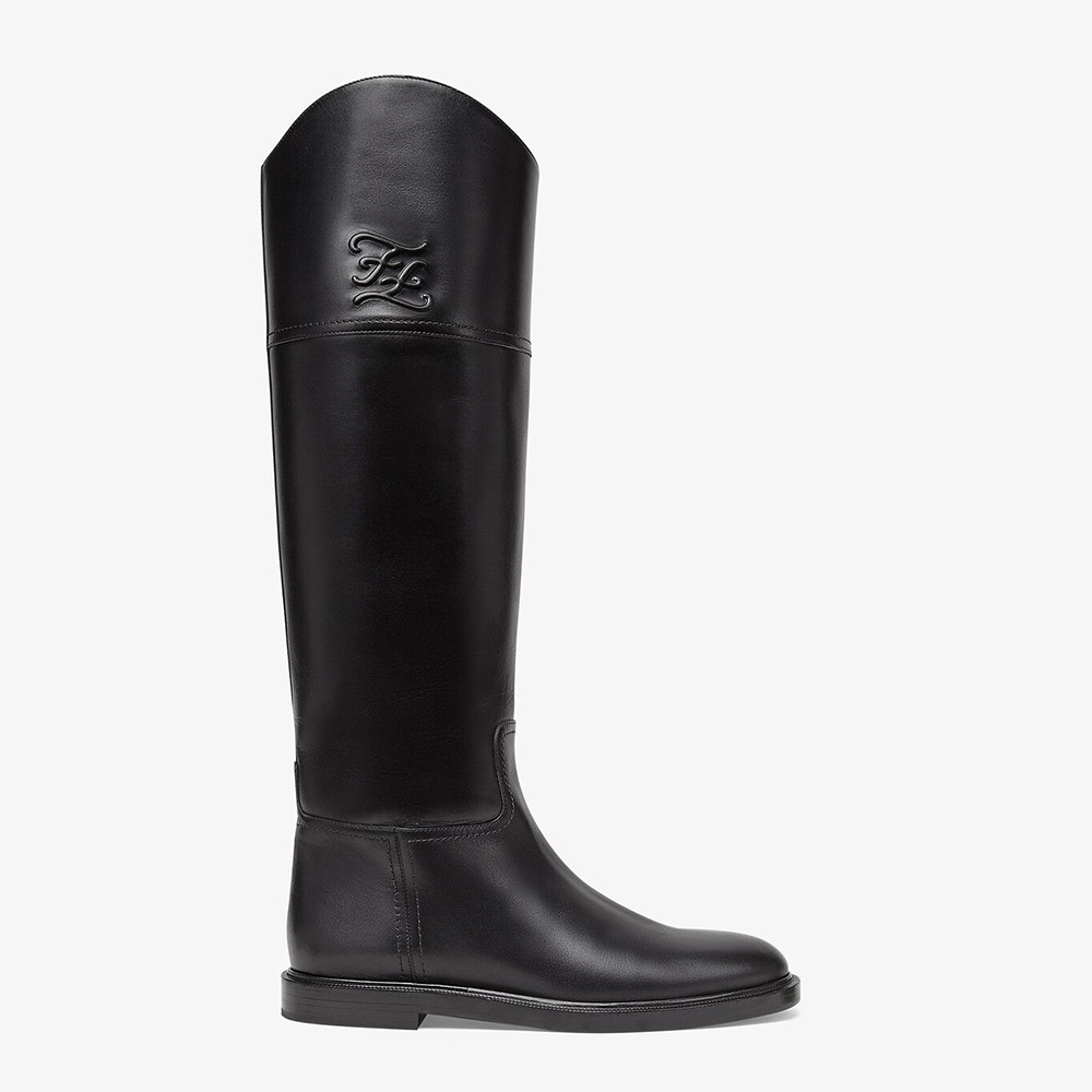 Fendi Women Karligraphy Black Leather Boots - image 1