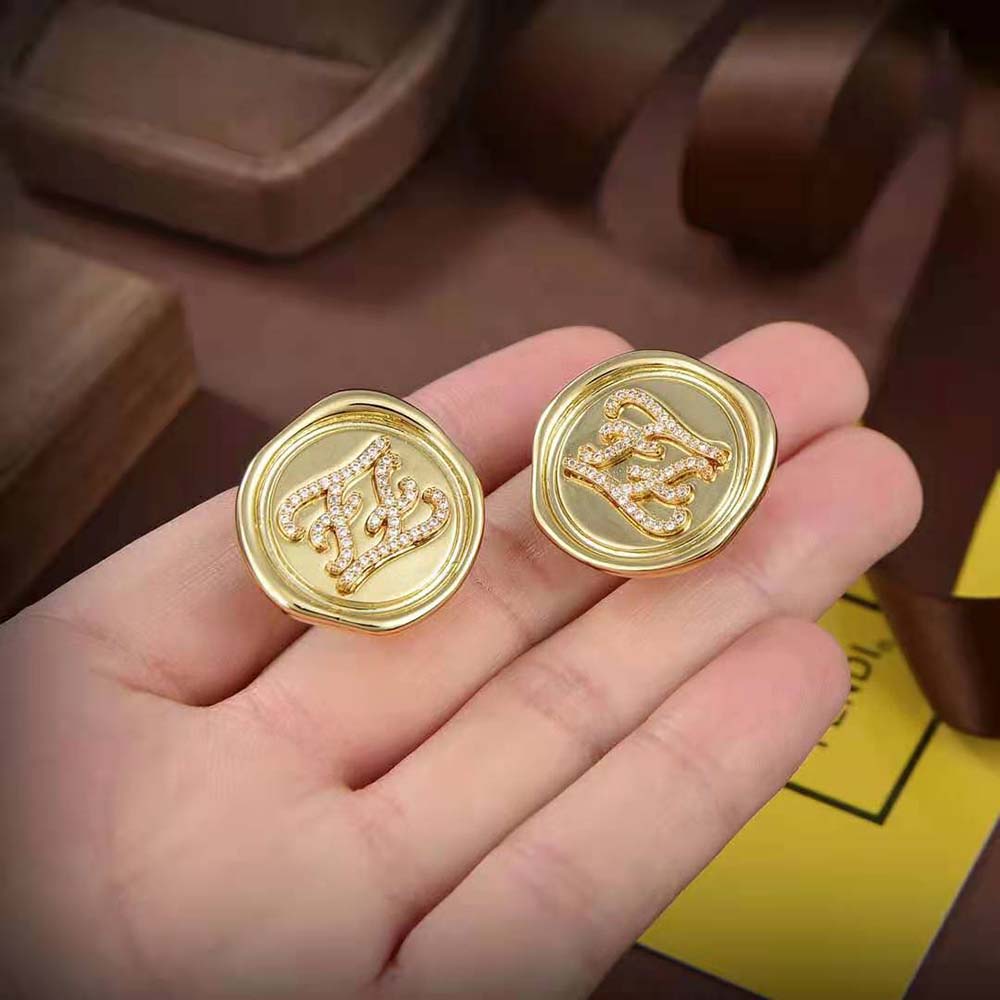 Fendi Women Karligraphy Gold-colored Earrings - image 4
