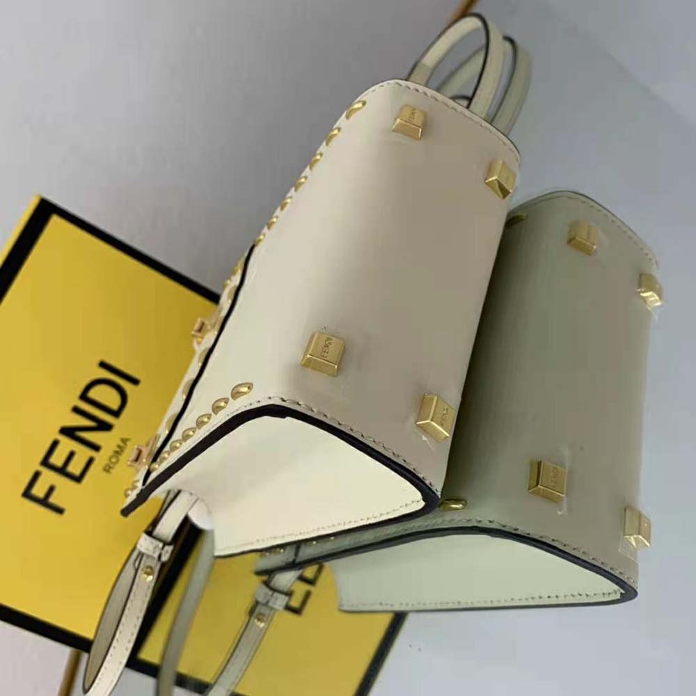 Fendi Women Mini Sunshine Shopper White Leather Mini Bag - image 8