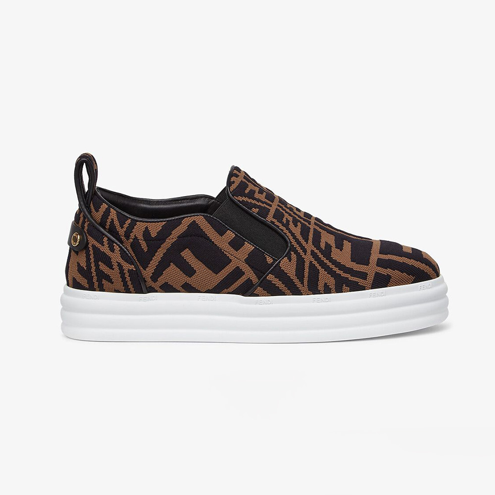 Fendi Women Rise Brown Fabric Slip Ons - image 1