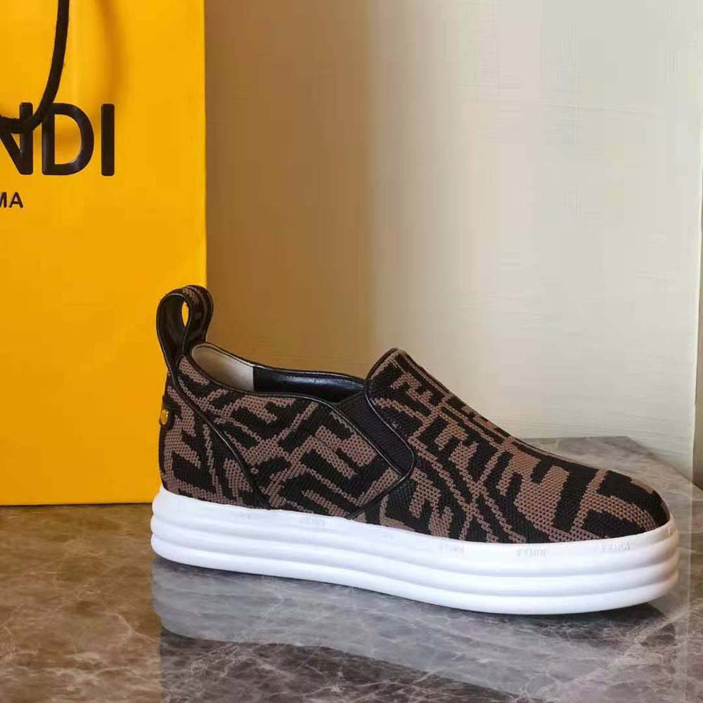 Fendi Women Rise Brown Fabric Slip Ons - image 10