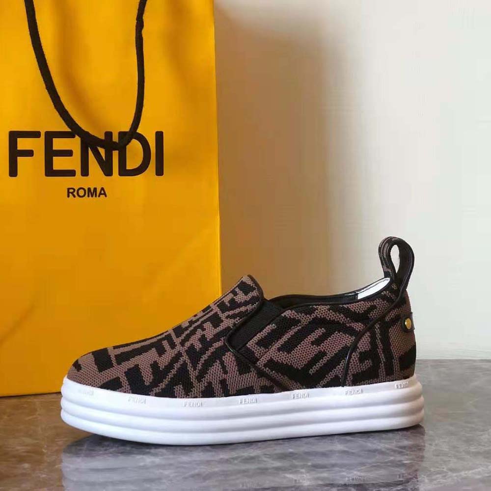 Fendi Women Rise Brown Fabric Slip Ons - image 9